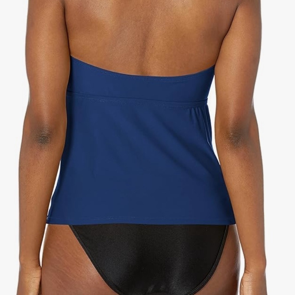 CATALINA TWIST FRONT BANDEAU TANKINI SWIMWEAR SIZE M NAVY - Picture 3 of 6